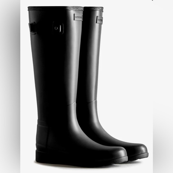 Hunter Women's original black Refined Tall waterproof Rain Boots size 11 new - Picture 2 of 5